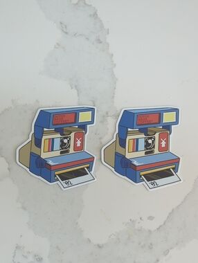Dutch Bros Blue Retro Camera Vinyl Sticker Pair